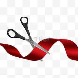 开业盛典图图片_剪彩红丝带横图红色丝带立体