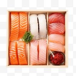 室内健康生活图片_塑料盒或托盘容器中的生鱼片寿司