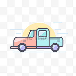 扁扁线卡车图标的插图 向量
