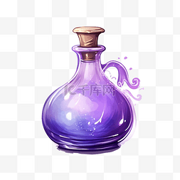 gui图片_瓶子里的紫色药水插画gui元素