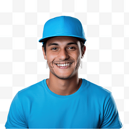 高尔夫夫球包图片_蓝色帽子戴嘻哈帽子模型前视图