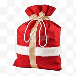 礼品袋红色图片_圣诞老人红色袋子与孤立的礼品盒