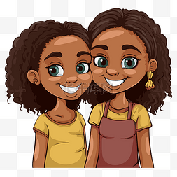 卡通的美国妇女图片_非裔美国姐妹剪贴画快乐的两个黑