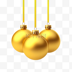 3d圣诞黄球树装饰png