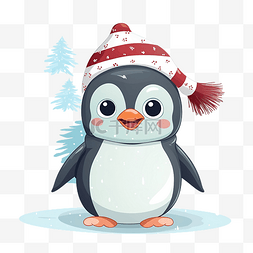 可爱的小企鹅平面卡通圣诞装饰
