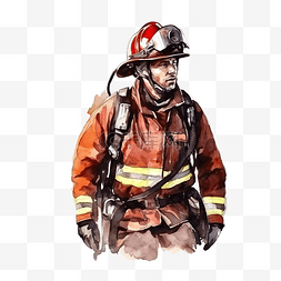 消防员的工作图片_水彩插图消防员职业生涯