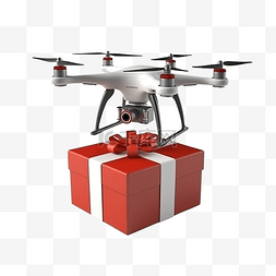 物流无人机图片_戴着圣诞老人帽子的无人机送圣诞