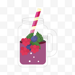 蓝莓杯子饮料图片_鸡尾酒蓝莓卡通风格夏季饮品
