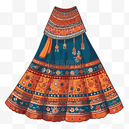 加外套图片_lehenga 剪贴画 印度裙子印花 向量