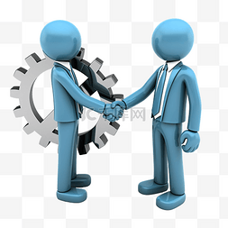 握手的员工图片_3d 商业伙伴关系图