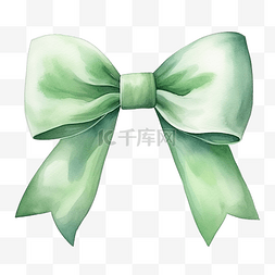 蝴蝶结领带PNG图片_水彩绿色蝴蝶结丝带