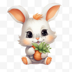 白兔子灰兔子图片_艺术可爱兔子元素立体免抠图案