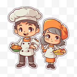 卡通厨师矢量图片_卡通厨师厨师情侣 卡通厨师情侣