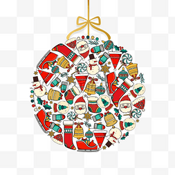 新年快乐礼盒创意图片_圣诞节创意装饰组合圣诞球