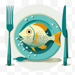 盘子和鱼图片_鱼晚餐 向量
