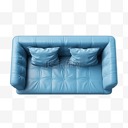 椅子顶视图图片_3d 家具现代顶视图蓝色织物双人沙