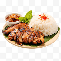 泰国鸡图片_烤鸡和糯米泰国菜