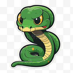 绿色的蛇图片_绿色大眼睛的小蛇贴纸 向量