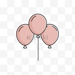 3 个白色背景气球和一朵粉红色花