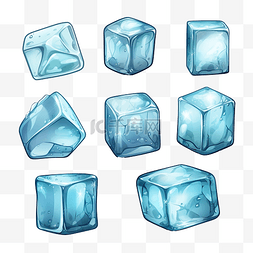 立方体的图片_简单的冷冻冰块套装插画
