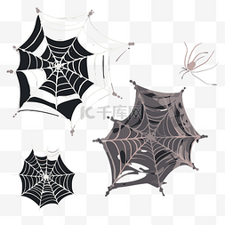 蜘蛛网剪贴画黑色背景上各种形状