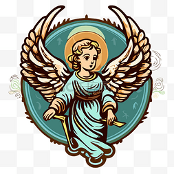 盾牌翅膀图片_天使剪贴画矢量图的天使和盾牌卡