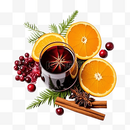 温暖圣诞节素材图片_热红酒圣诞节装饰配料苹果橙冬季
