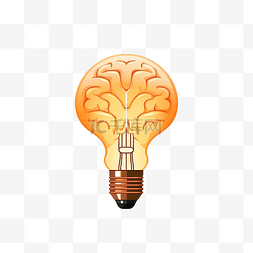 大脑在灯泡平面插图