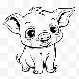 狗水彩猪图片_可爱的卡通动物人物剪贴画着色猪