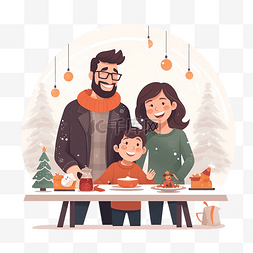 幸福的家庭庆祝冬季，享受圣诞假
