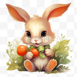 白兔子灰兔子图片_绘画可爱兔子元素立体免抠图案