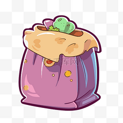 包装贴纸设计图片_袋子里有紫色的食物包装，上面有