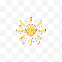 太阳和光芒图片_带有黄色和白色光芒的方形太阳图