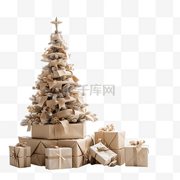 家居线图片_手工制作的圣诞树和桌上的礼物