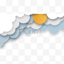 卡通太阳装饰边框图片_剪纸云朵装饰边框