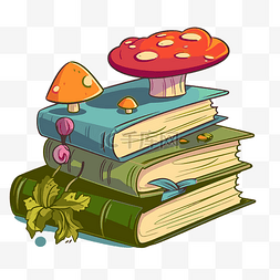 书籍剪贴画 一堆带有野生蘑菇等