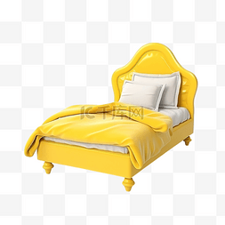 床现代风格图片_3d 可爱的黄色床