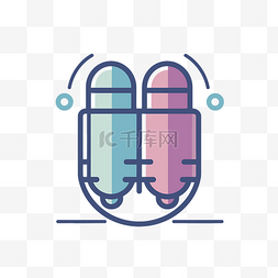 药丸包装图片_蓝色和粉色药丸包装线图形图标 