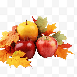 苹果和秋叶庆祝感恩节