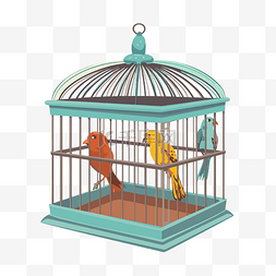 向量鸟图片_笼子剪贴画 笼子里的鸟的卡通形