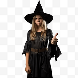 服装展示彩色图片_穿着女巫服装参加万圣节派对的女