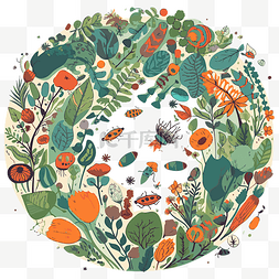 晶瓷画马素材图片_生物多样性剪贴画圈花卉和植物与