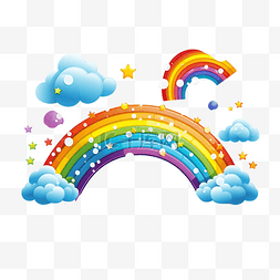 彩色的雨滴图片_天空中的云彩，桥上有彩色的彩虹