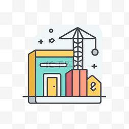 显示建筑建筑物的颜色网格图标 