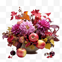 粉色花朵框图片_感恩节的中心装饰品有苹果