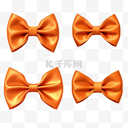 橙色蝴蝶结或丝带装饰蝴蝶结 3d 