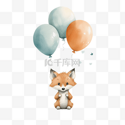 女孩和狐狸图片_狐狸和气球