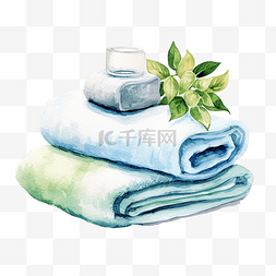 水彩毛巾水疗中心
