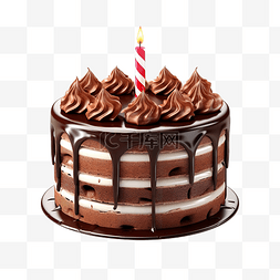 生日聚會图片_巧克力生日蛋糕 3d 插图