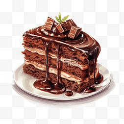 漂亮的巧克力蛋糕图片_巧克力蛋糕水彩剪贴画ai生成